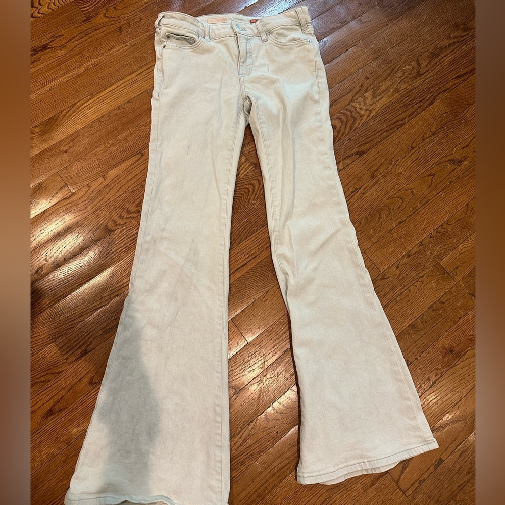 Pilcro Anthropologie 26 EUC Flare / Wide Leg Denim Jeans Faded Blue AMAZING !!